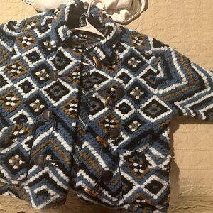 Zara Blue and Brown Patterned Jacket